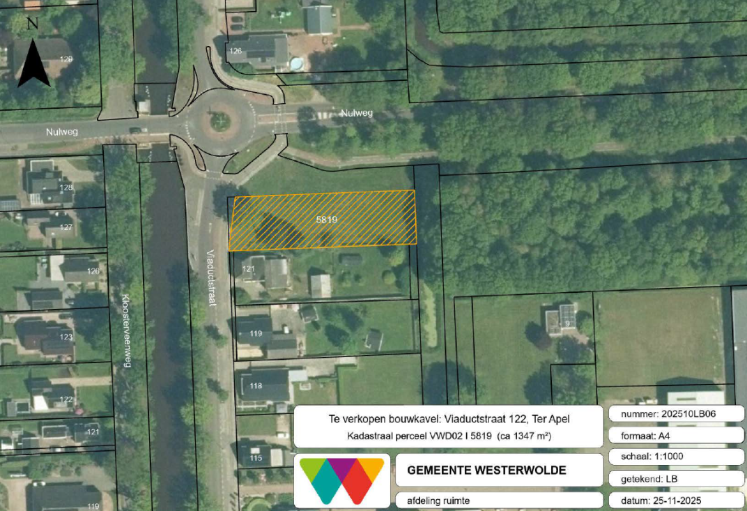 Kavelaanzicht van bovenaf Viaductstraat 122