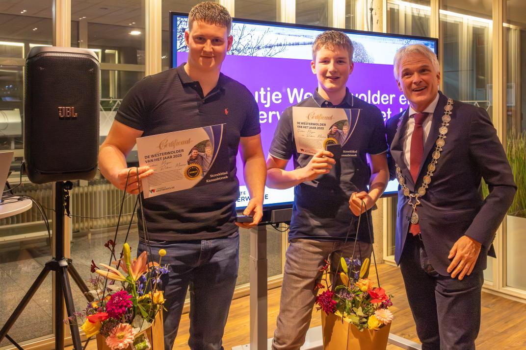 gerben-en-ruben met burgemeester Jaap Velema